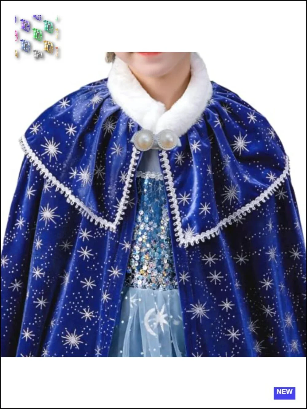 Kids Snowflake Princess Cape Velvet Fancy Cloak Halloween Dress Up Costume